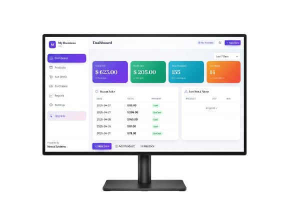 NexxaStock dashboard on desktop monitor